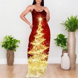1 Piece Custom Casual Digital Printing Straps Long Dress