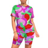 1 Piece Custom Casual Digital Printing Short Sleeve Short Set