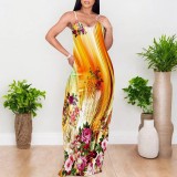 1 Piece Custom Casual Digital Printing Straps Maxi Dress