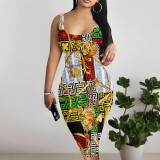 1 Piece Custom Casual Digital Printing Sleeveless Midi Dresses