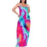 1 Piece Custom Casual Digital Printing Straps Long Dress