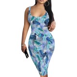 1 Piece Custom Casual Digital Printing Sleeveless U Neck Midi Dresses