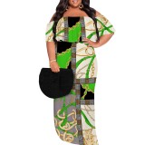 1 Piece Custom Casual Digital Printing Off Shoulder Plus Size Long Dress