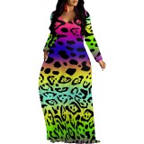 1 Piece Custom Casual Digital Printing V Neck Maxi Dresses