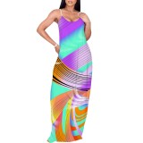 1 Piece Custom Casual Digital Printing Straps Maxi Dress