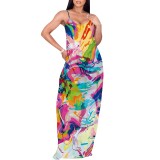 1 Piece Custom Casual Digital Printing Straps Maxi Dress