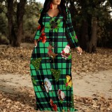 1 Piece Custom Casual Digital Printing V Neck Maxi Dresses