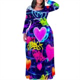 1 Piece Custom Casual Digital Printing Plus Size Long Dress