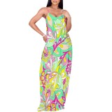 1 Piece Custom Casual Digital Printing Straps Maxi Dress
