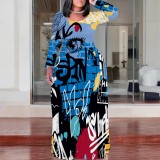 1 Piece Custom Casual Digital Printing Plus Size Long Dress