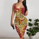 1 Piece Custom Casual Digital Printing Sleeveless Midi Dresses