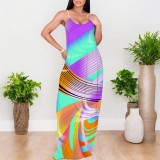 1 Piece Custom Casual Digital Printing Straps Maxi Dress