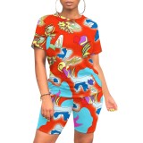 1 Piece Custom Casual Digital Printing Short Sleeve Short Set