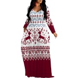 1 Piece Custom Casual Digital Printing V Neck Maxi Dresses