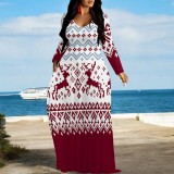 1 Piece Custom Casual Digital Printing V Neck Maxi Dresses
