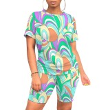 1 Piece Custom Casual Digital Printing Short Sleeve Short Set