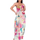 1 Piece Custom Casual Digital Printing Straps Maxi Dress