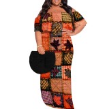 1 Piece Custom Casual Digital Printing Off Shoulder Plus Size Long Dress