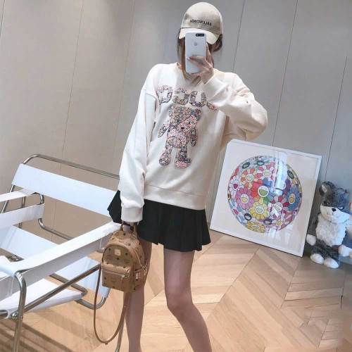 Milk Fiber Long Sleeve Printed O Neck Sweatshirt