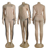 Casual Embroidery Letters Long Sleeve Trousers Set