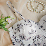 Off White Floral Sweetheart Neck Bodysuit