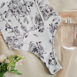Off White Floral Sweetheart Neck Bodysuit