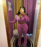 Solid Color Distressed Women's Slit Trousers Set