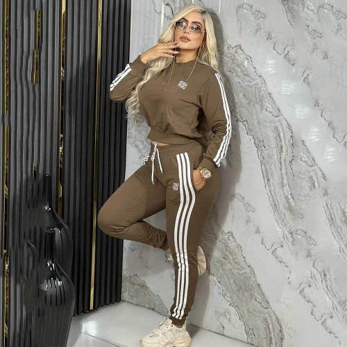 Casual Embroidery Letters Long Sleeve Trousers Set