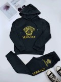 Casual Cotton Sweatshirt Suit Gold Stamping Embroidery Two Piece Set