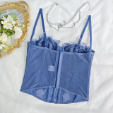 Lace Bustier Corset Tops for Women - Sexy Going Out Party Club Top with Buckle