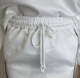 Solid Color Stripe Patchwork Tie Up Two Piece Skort Set