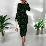 1 Piece Custom Casual Digital Printing O Neck Mid Dresses
