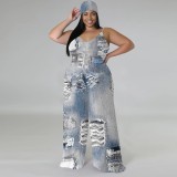 1 Piece Custom Casual Digital Printing Straps Plus Size 1 Piece Jumpsuits
