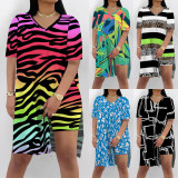 1 Piece Custom Casual Digital Printing Slit Two Piece Short Set
