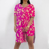 1 Piece Custom Casual Digital Printing Slit Two Piece Short Set