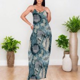 1 Piece Custom Casual Digital Printing Straps Maxi Dresses