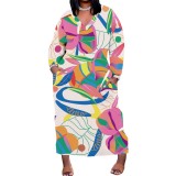 1 Piece Custom Casual Digital Printing V Neck Plus Size Maxi Dresses