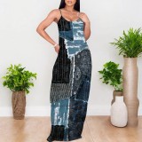 1 Piece Custom Casual Digital Printing Straps Maxi Dresses
