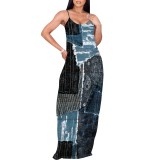 1 Piece Custom Casual Digital Printing Straps Maxi Dresses