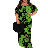 1 Piece Custom Casual Digital Printing Off Shoulder Plus Size Long Dress