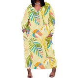 1 Piece Custom Casual Digital Printing V Neck Plus Size Maxi Dresses