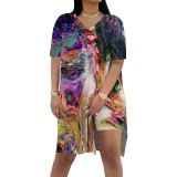 1 Piece Custom Casual Digital Printing Slit Two Piece Short Set