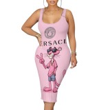 1 Piece Custom Casual Digital Printing Sleeveless Midi Dresses