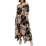 1 Piece Custom Casual Digital Printing Sloping Shoulders Maxi Dresses