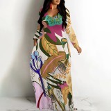 1 Piece Custom Casual Digital Printing V Neck Maxi Dresses