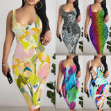 1 Piece Custom Casual Digital Printing U Neck Midi Dresses