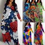 1 Piece Custom Casual Digital Printing V Neck Maxi Dresses