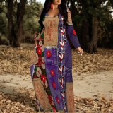 1 Piece Custom Casual Digital Printing V Neck Plus Size Maxi Dresses