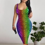 1 Piece Custom Casual Digital Printing U Neck Midi Dresses