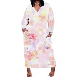 1 Piece Custom Casual Digital Printing V Neck Plus Size Maxi Dresses